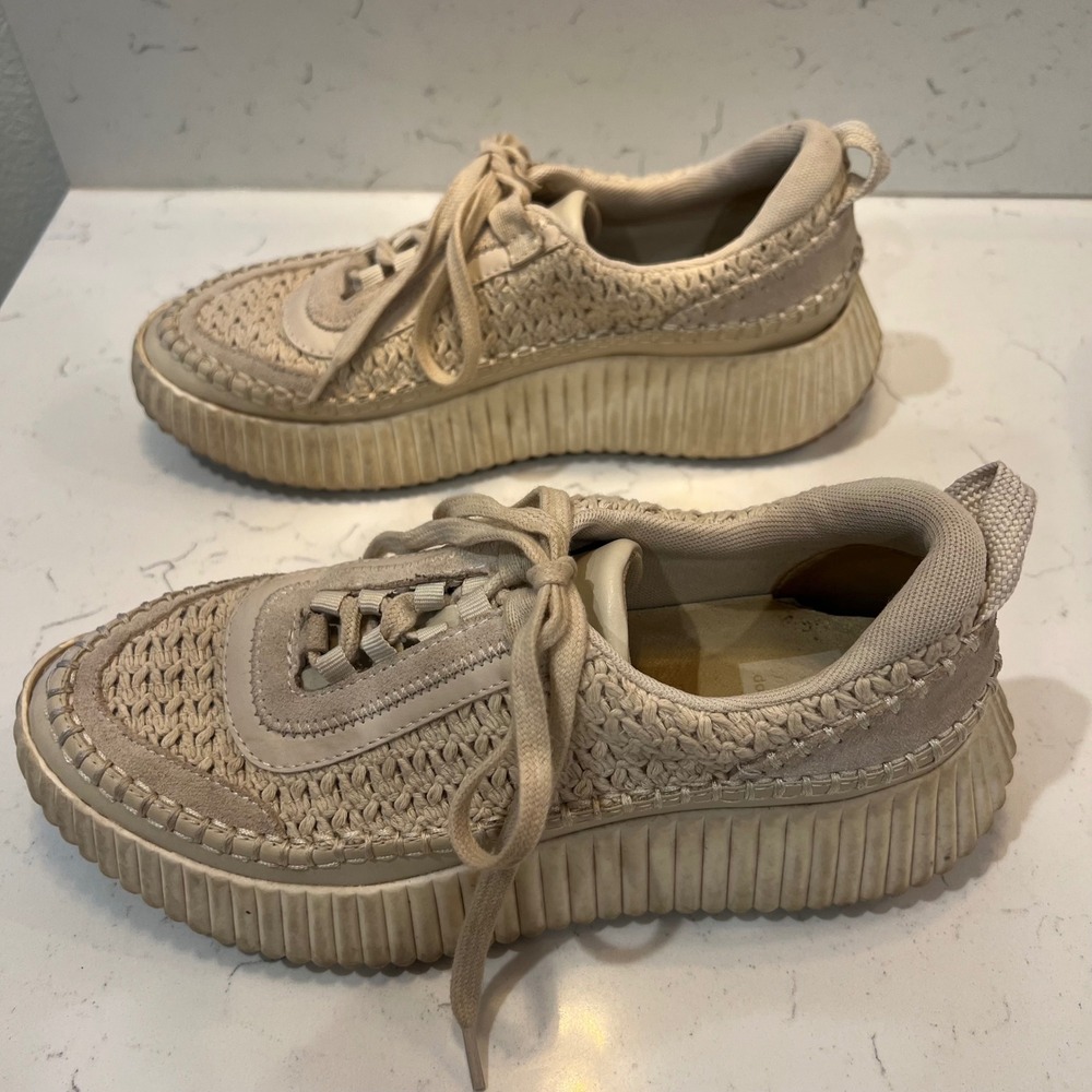 Dolce Vita Woven Espadrille Sneakers Size 8 Beige Casual Shoes - Picture 3 of 9